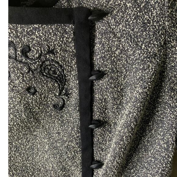 Positive Attitude Blazer Size 10 Tweed Embroidered Jacket Asymmetrical Closure - Picture 5 of 8